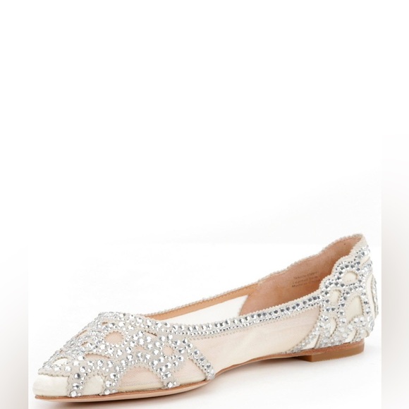 Badgley Mischka Crystal Pointed Toe Flats, Size 8 W, NEW - Picture 9 of 16